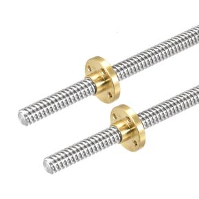 DMiotech 2 Pack 300mm Fully Thread Rod T8x4mm Lead Screw with Brass Nut Kit for 3D Printer, CNC Machine
