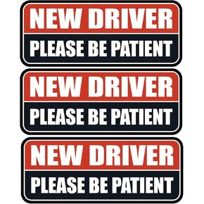 New Driver Car Magnet for Car, 3 Pcs Magnetic learner Driver Sign for Car, 10 x4 in Be Patient New driver Magnet Reflective & Waterproof Blue/Black