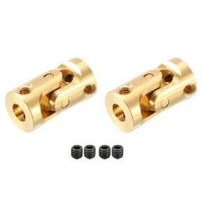 DMiotech 2 Pack 3mm to 3mm Rotatable Universal Steering Shaft U Joint Coupler L13 x D7 Gold Tone