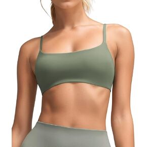 QUEENIEKE Womens Spaghetti Strap Sports Bras for Women Padded Yoga Bra Workout Wireless Crop Comfy Athletic Tops