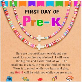 First Day of Kindergarten/Preschool Gift Back to School Matching Mother Daughter Cross Necklace