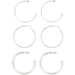 3 Pairs Big Hoop Earrings Sets for Women, 50mm Chunky Gold Earrings Lightweight Open Gold Hoops Surgical Steel Hoop Earrings in 14K Gold Plated for Women