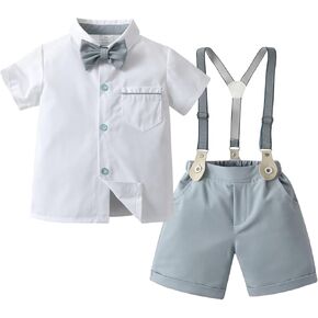 Boy's Summer Gentleman Dress Clothes Shorts Suit,