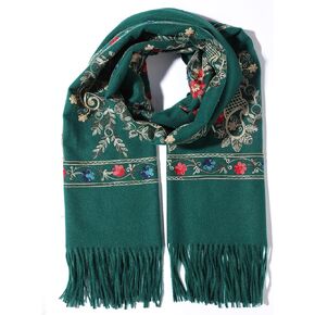LUU MANLIC Women's Shawl Wrap Embroidered Tassel Scarf, Premium Quality, Oversize(73x27), Soft, Durability, Warm