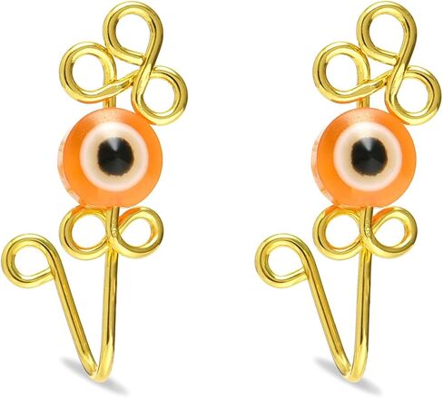 INENIMARTJ صفعة الأنف الأفريقية غير مثقوبة، مشبك على حلقة الأنف للنساء، مجموعة أصفاد حلقية للأنف مطلية بالذهب عيار 14 قيراط، أصفاد أنف عين الشر، صفعة أنف وهمية للنساء in Kuwait