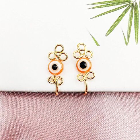 INENIMARTJ صفعة الأنف الأفريقية غير مثقوبة، مشبك على حلقة الأنف للنساء، مجموعة أصفاد حلقية للأنف مطلية بالذهب عيار 14 قيراط، أصفاد أنف عين الشر، صفعة أنف وهمية للنساء in Kuwait