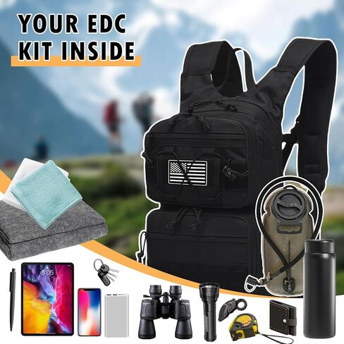 Tactical Hydration Packs Backpack, Lightweight Water Bag Hydration Pack Hiking Backpack with for Men Women, Heavy Duty Molle Water Backpack for Cycling, Running, Hunting, Fishing - Black in Saudi Arabia