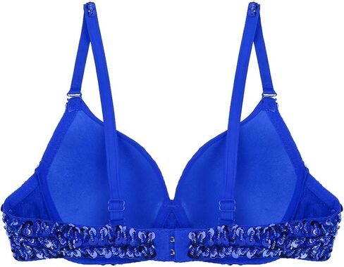 JEATHA Women's Shiny Sequined Belly Dance Bra Tops Beading Padded Crop Top Rave Dancing Costume Clubwear in Saudi Arabia