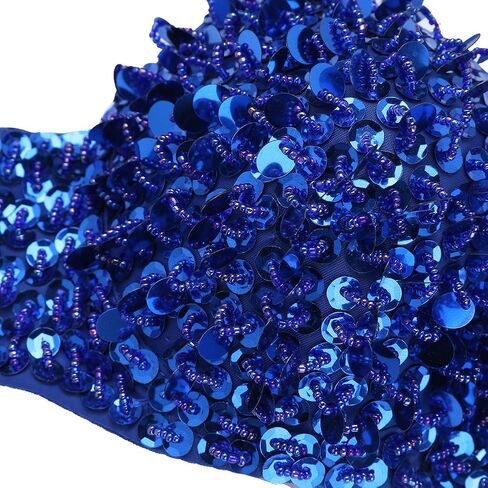 JEATHA Women's Shiny Sequined Belly Dance Bra Tops Beading Padded Crop Top Rave Dancing Costume Clubwear in Saudi Arabia