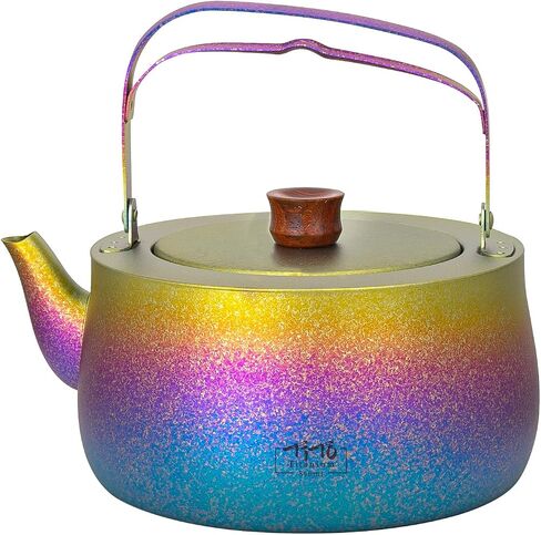 TiTo Titanium 800ml/27fl oz Titanium Kettle with Folding Handle Filter Teapot Ultralight Portable Coffee Boil Water Pot for Outdoor Camping Hiking Travel Backpacking Drinkware (N2-Ice Gold Colorful) in Saudi Arabia