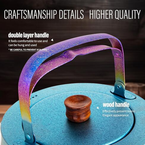 TiTo Titanium 800ml/27fl oz Titanium Kettle with Folding Handle Filter Teapot Ultralight Portable Coffee Boil Water Pot for Outdoor Camping Hiking Travel Backpacking Drinkware (N2-Ice Gold Colorful) in Saudi Arabia