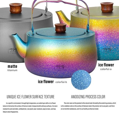 TiTo Titanium 800ml/27fl oz Titanium Kettle with Folding Handle Filter Teapot Ultralight Portable Coffee Boil Water Pot for Outdoor Camping Hiking Travel Backpacking Drinkware (N2-Ice Gold Colorful) in Saudi Arabia