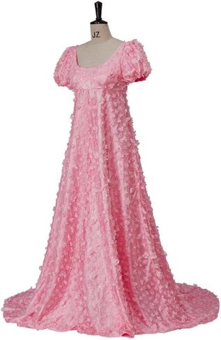 Women's Daphne Basset Dress Regency Dresses Jane Austen Style High Waistline Ruffled Puff Sleeve Long Dress in Saudi Arabia