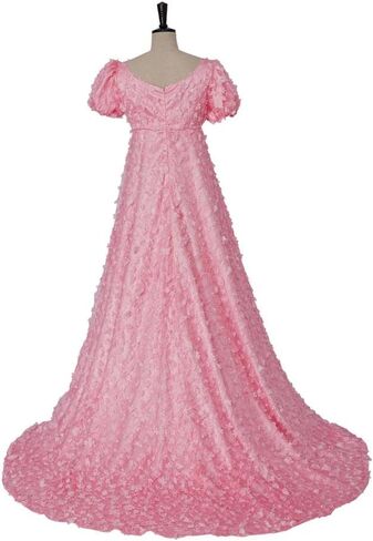 Women's Daphne Basset Dress Regency Dresses Jane Austen Style High Waistline Ruffled Puff Sleeve Long Dress in Saudi Arabia