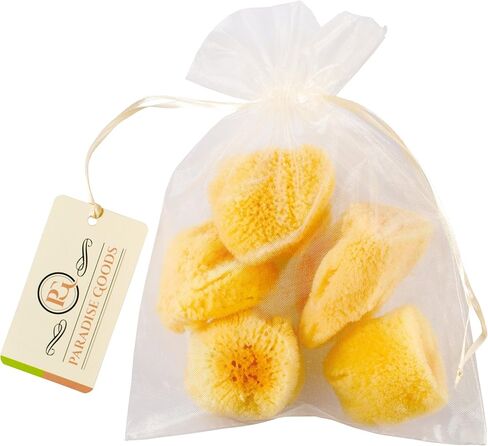 Natural Yellow Sea Silk Sponges 1,5 Inches Pack of 5 in an Organza Bag. Great for Cosmetic Use: Makeup Removal, Facial Cleansing & Cleaning. Softly Rough but Not Skin Irritating in Saudi Arabia