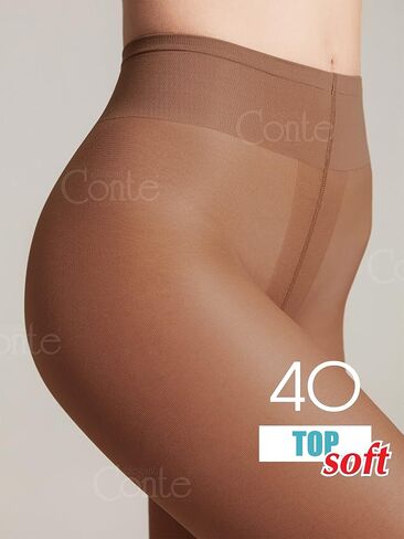 Conte Tights للبشرة الحساسة، جوارب طويلة شفافة حتى الخصر، منخفضة الارتفاع مع حزام قابل للتعديل، الجزء العلوي ناعم 40 Den in Kuwait
