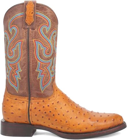Dingo Mens Ranger Leather Embroidered Ostrich Print Round Toe in Saudi Arabia
