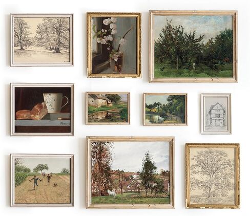 Vintage Landscape Wall Art - Spring Vintage Farmhouse Decor, French Country Artwork, French Country Farmhouse Decor, Cottagecore Wall Decor, Farmhouse Wall Prints Country Bathroom Set 10(UNFRAMED) in Kuwait