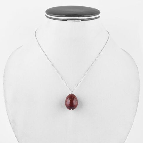 Natural Clear Quartz Gemstone Egg Necklace Pendant For Women, Handmade Pendant Gifts For Her Anniversary, Crystal Jewelry 18 Inch (Clear Quartz) in Saudi Arabia