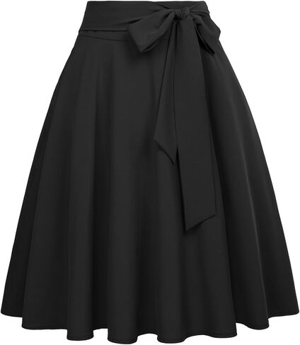 Belle Poque Women's High Waist A-Line Pockets Skirt Skater Flared Midi Skirt Vinage Skirt in Kuwait