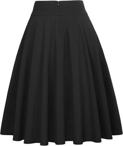 Belle Poque Women's High Waist A-Line Pockets Skirt Skater Flared Midi Skirt Vinage Skirt in Kuwait