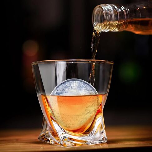 LIGHTEN LIFE Whiskey Glasses with Ice Molds-(2 Crystal Bourbon Glass,2 Iceball Maker,2 Coasters) in Gift Box,Non-Lead Whiskey Rock Glasses,Old Fashioned Glass for Liquor,Whiskey Glass Set 2 in Saudi Arabia