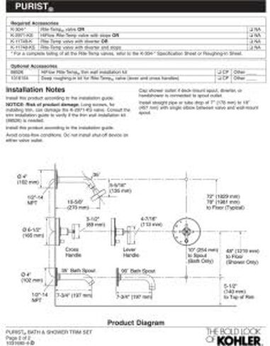 كوهلير K-T14421-4-BL حوض الاستحمام والدش من بيوريست، اسود غير لامع in Kuwait