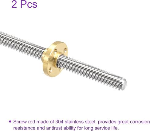 DMiotech 2 Pack 150mm قضيب الخيط بالكامل T8x8mm برغي الرصاص مع طقم صامولة نحاسية للطابعة ثلاثية الأبعاد، آلة CNC in Kuwait