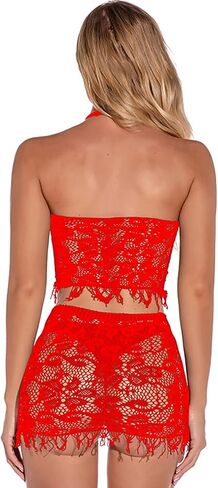 Women's Mesh Lingerie Fishnet Mini Dress Babydoll V Neck Two Piece Bathing Suits Free Size in Saudi Arabia