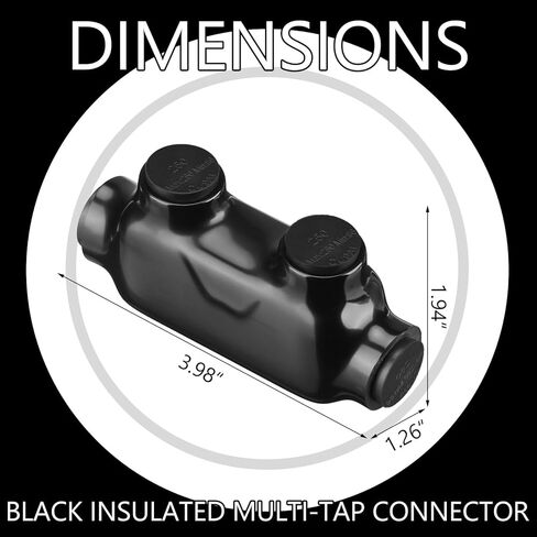 5 Pcs Multi Cable Connectors, Black Vinyl Coated Wire Insulated Splicers with 2 Ports Inline and Dual Sided Entry, Dual Rated for Copper Aluminum (250MCM-6AWG) in Saudi Arabia
