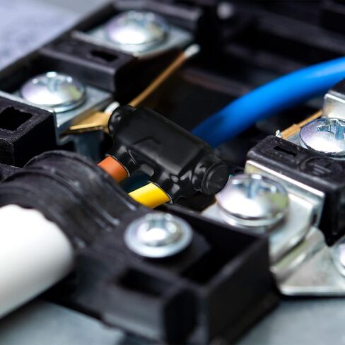 5 Pcs Multi Cable Connectors, Black Vinyl Coated Wire Insulated Splicers with 2 Ports Inline and Dual Sided Entry, Dual Rated for Copper Aluminum (250MCM-6AWG) in Saudi Arabia