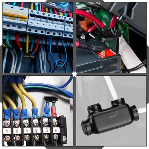 5 Pcs Multi Cable Connectors, Black Vinyl Coated Wire Insulated Splicers with 2 Ports Inline and Dual Sided Entry, Dual Rated for Copper Aluminum (250MCM-6AWG) in Saudi Arabia