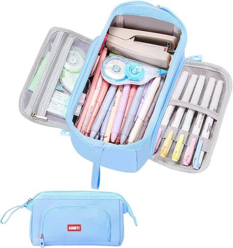 Large Pencil Case for Girls, Big Capacity Pencil Pouch Back to School Supplies for Teens, Cute Pen Stationery Bag Organizer Pink Pencil Holder Back to School Gifts for Students School College Office in Kuwait