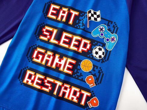 Tebbis 2-Piece Cozy Pajamas For Little/Big Boys Gamer Yellow Long Sleeves Soft PJs Set Kid Size 6-18 in Saudi Arabia