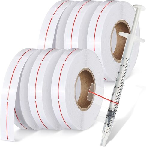 Glenmal 3 Roll Syringe Line Stickers 1.5" x 0.5" Dosage Marking Clear Label Bright Red Indicator Line Pharmacy Labels for Veterinary Medical Pharmacy Medication Healthcare Medicine, 500 Pcs Per Roll in Saudi Arabia