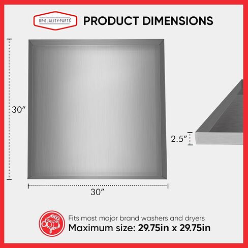 27" x 25" 2.5" Heavy Duty Washer Machine Drain Pan, Stainless Steel Fine (No Hole) in Kuwait