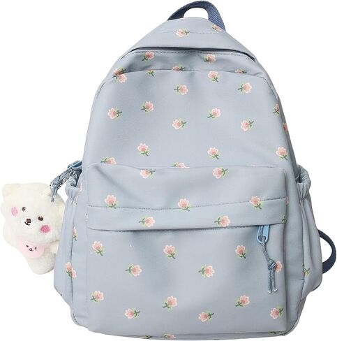 Kawaii Backpack with Y2k Aesthetic and Cute Floral Design Mini Korean Style fashion Bag (White) in Saudi Arabia