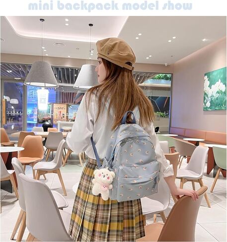 Kawaii Backpack with Y2k Aesthetic and Cute Floral Design Mini Korean Style fashion Bag (White) in Saudi Arabia