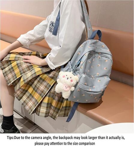 Kawaii Backpack with Y2k Aesthetic and Cute Floral Design Mini Korean Style fashion Bag (White) in Saudi Arabia