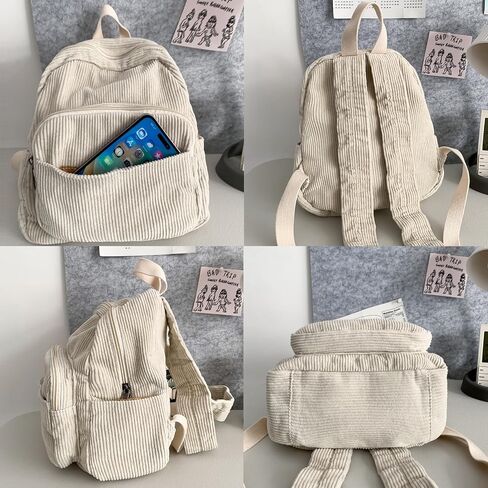 Makukke Small Backpack Purse for Women Corduroy Vintage Backpack Women Mini Backpack Fashion Casual Backpack Aesthetic Purse, Green Backpack in Saudi Arabia