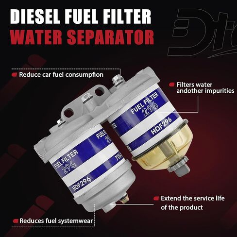 Single Diesel Fuel Filter Assembly With Glass Bowl Compatible With Ford Massey Ferguson Vehicle Tractor 2000 2610 3610 4610, 133 135 140 145 165 168 175 178 Replaces# 7111-296, C7NN9162B in Saudi Arabia