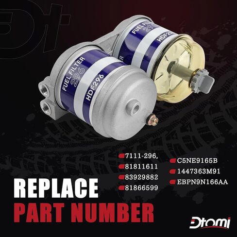 Single Diesel Fuel Filter Assembly With Glass Bowl Compatible With Ford Massey Ferguson Vehicle Tractor 2000 2610 3610 4610, 133 135 140 145 165 168 175 178 Replaces# 7111-296, C7NN9162B in Saudi Arabia