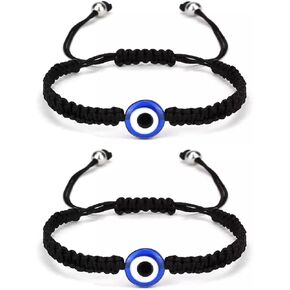 Evil Eye Bracelets 7 Knot Lucky Bracelet Adjustable String Amulet for Women Men Teen Boys Girls 2 Pack