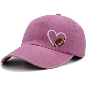 Football Heart Hat with Gift Box, Football Gifts for Women Men, Adjustable Embroidered Heart Football Baseball Cap