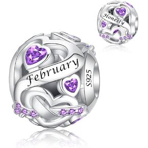 Birthstone Charm 925 Sterling Silver Charms fits Bracelets and Necklace Pendant Bead Happy Birthday Charms Jewelry Gift for Women Family Friends