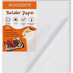 50 Pieces White Butcher Paper Disposable Butcher Paper Sheets 12 x 12 inch Square Meat Sheet Precut Butcher Paper No Wax Butcher Paper for Wrapping Meat Sublimation Heat Press