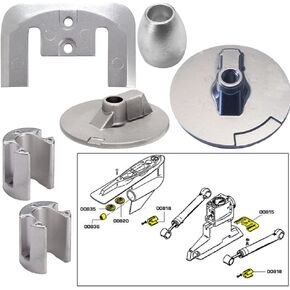 Tecnoseal Anode Kit w/Hardware - Mercury Bravo 3 2004-Present - Magnesium