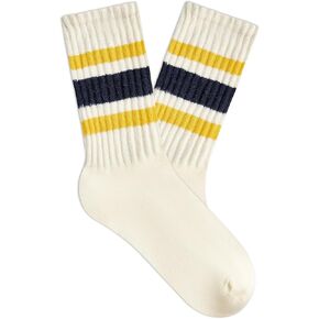American Trends Womens Crew Socks Striped Athletic Socks Vintage Slouch Solid Color Mid Calf Tube Socks