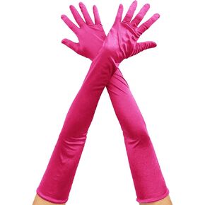 Super Long Opera Party Gloves, 27.5 inch 1920s Stretchy Satin Elbow Length Evening Party Dance Gloves for Women Lady