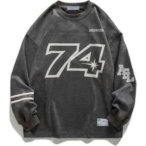 Aelfric Eden Oversized Crewneck Sweatshirts for Men Vintage Graphic Pullover Loose Fit Streetwear Long Sleeve Top